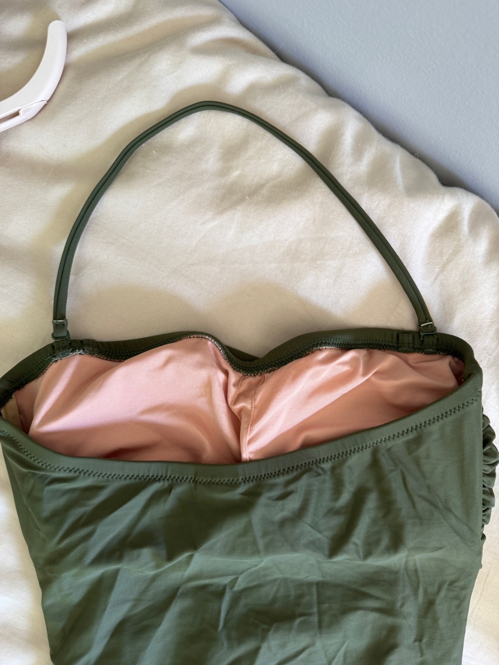 J.Crew Olive Green Ruched One-Piece Swimsuit - Picture 4 of 5